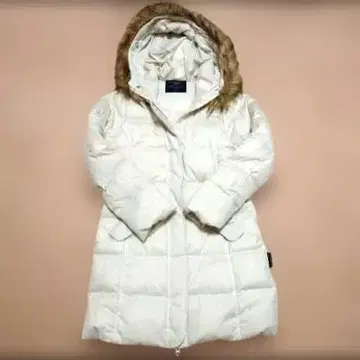 화이트 후드 부착 다운 자켓 다운 코트