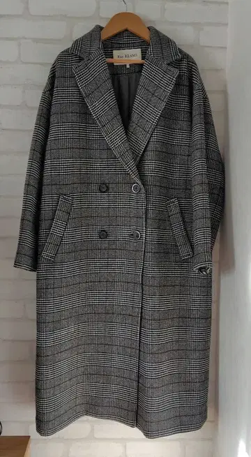 Ray BEAMS 글렌체크 W 체스터 코트