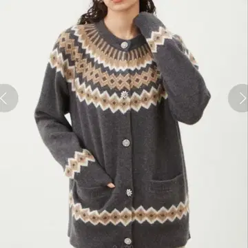 Mila Owen 비쥬 단추 노르딕 라메 가운 가디건