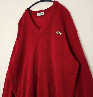 LACOSTE 라코스테 니트 울 레드 V넥 빈티지 구제 의류
