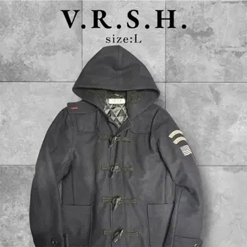 [ V.R.S.H. ] 더플 코트 블랙 L 울 혼방 퀼팅 안감