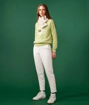 새상품 23구 골프 M 사이즈 방한 충전솜 퀼팅 팬츠 화이트