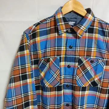 랜즈 엔드 체크 [M] 플란넬 셔츠 구제 슈가케인 빈티지