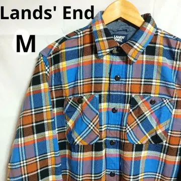 랜즈 엔드 체크 [M] 플란넬 셔츠 구제 슈가케인 빈티지