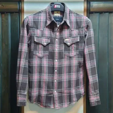 랭글러 블루벨 AKM 웨스턴 셔츠 브라운 계열 체크 XL