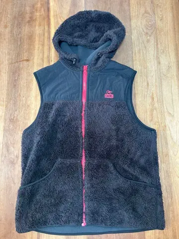 CHUMS 플리스 후드 베스트 블랙