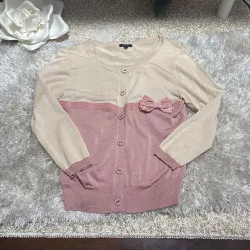 TOCCA 리본 포함 가디건 XS 베이지 핑크