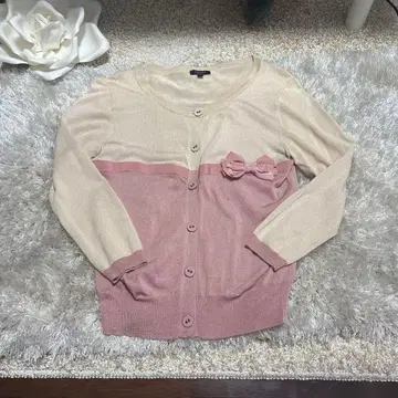TOCCA 리본 포함 가디건 XS 베이지 핑크 토카
