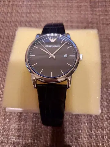 배터리 있음 작동! 엠포리오 아르마니 블랙 아날로그 손목시계