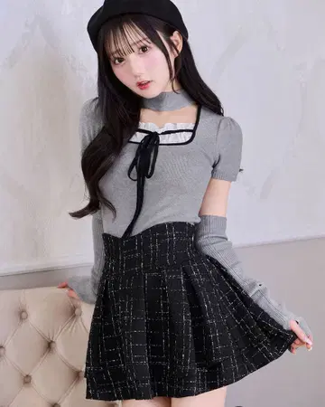 michellMacaron 미셸 마카롱 슬림 레그 트위드 스커트