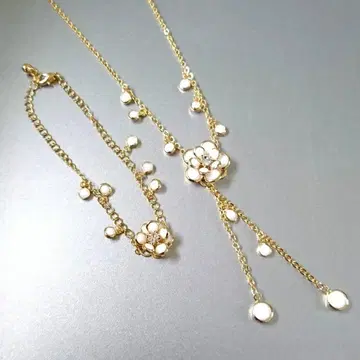 여성용 목걸이 팔찌 골드 컬러 꽃