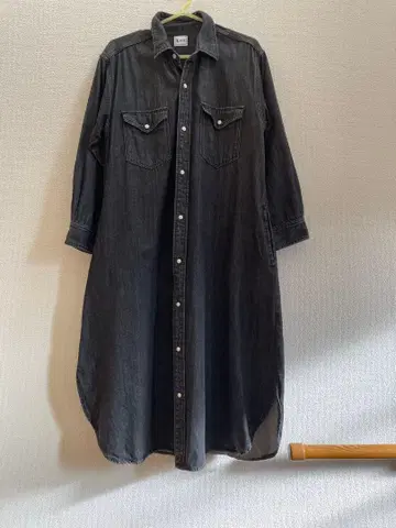 Lee* 다크 그레이 데님 바지 셔츠 원피스 긴팔