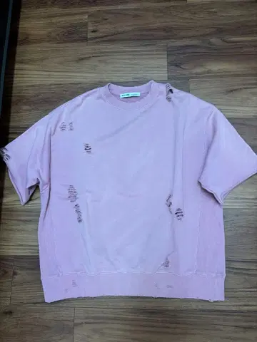 RELUME 핑크 데미지 트레이닝복 반팔