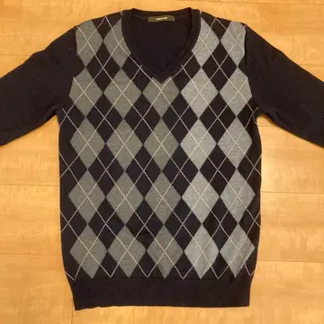 꼼사맨 니트 스웨터 아가일 무늬