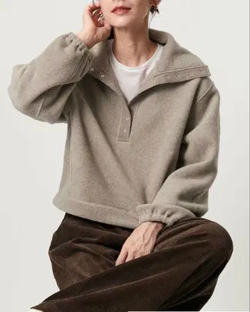 플리스 스냅 풀오버