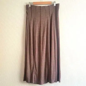 새상품 미사용  플리츠 스커트 브라운 W70~74 허리밴딩