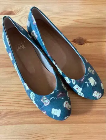 펌프스 로우힐 가죽 천연 가죽 멋진 귀여운 걷기 쉬운 음식 모티브