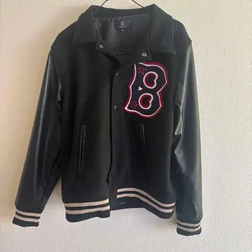 SHAGGY M 사이즈 블랙 바시티 자켓 가죽 자켓