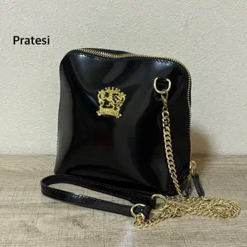 새상품급 Pratesi 유리 가죽 미니백 블랙