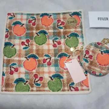 [1세트 한정판] 페이러 레트로 후르츠 체크 서클 파우치 손수건