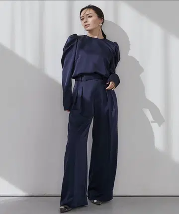 anuans 아뉴앙스 셋업 네이비 새틴