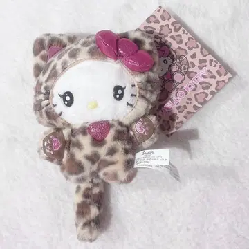 산리오 헬로키티 마스코트 홀더 봉제 인형 갸루 고양이 레오파드 무늬