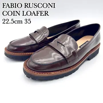 파비오 루스코니 코인 로퍼 브라운 가죽 광택 22.5cm 35