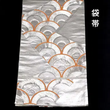 후쿠로 오비 순수 실크 청해파 색지문