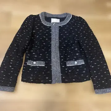 Apuweiser-riche 블랙 울 노카라 자켓 모헤어