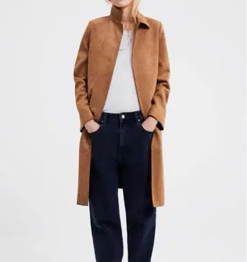 ZARA 자라 페이크 스웨이드 코트 브라운 브라운 미사용 새상품 S