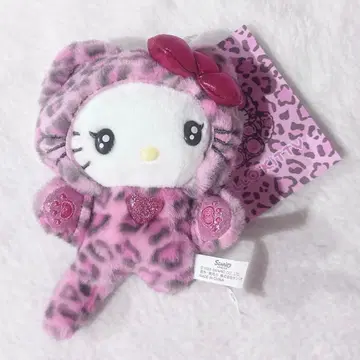 산리오 헬로키티 마스코트 홀더 봉제 인형 갸루 고양이 레오파드 무늬