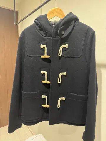 네이비 더플 코트 후드 부착