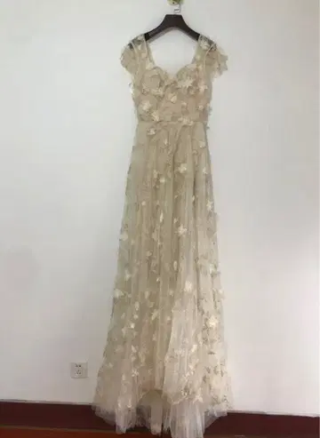 플라워 레이스 백V 드레스 ( W245 )