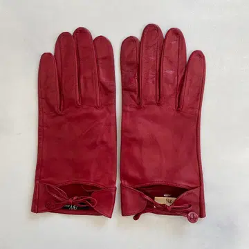 새상품급 이탈리아제 여성용 가죽 그로브 레드 가죽 장갑 안감 없음