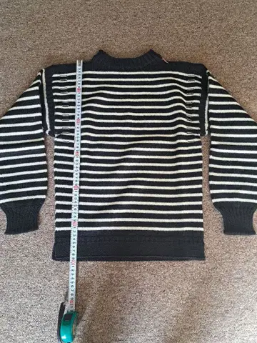 간지 스웨터 블랙 화이트 스트라이프 스웨터 남성용 S 사이즈