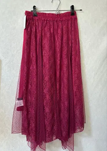 택 포함 새상품 Pageboy 와인 레드 플레어 스커트 레이스