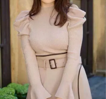 herlipto 볼륨 슬리브 립 니트 탑 S