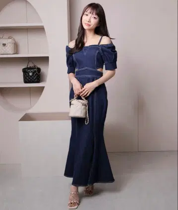 LIPSERVICE 2way 숄더 데님 머메이드 원피스