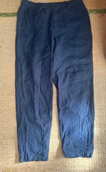 무인양품 린넨 워싱 테이퍼드 팬츠 신사 L 네이비 바지 남성용