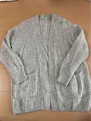 무인양품 야크 함유 울 와이드 가디건 그레이