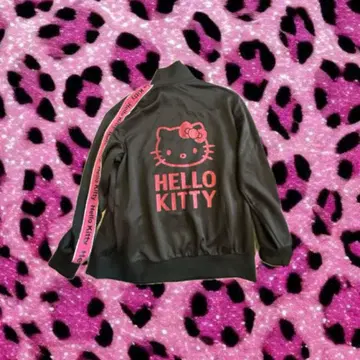 헬로키티 저지 후드티 핑크 레오파드 무늬 y2k 헤이세이