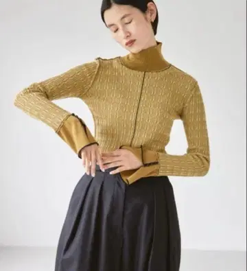 todayful 자카드 파이핑 니트