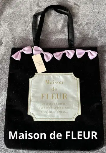미사용 새상품 Maison de FLEUR 리본 토트백 블랙