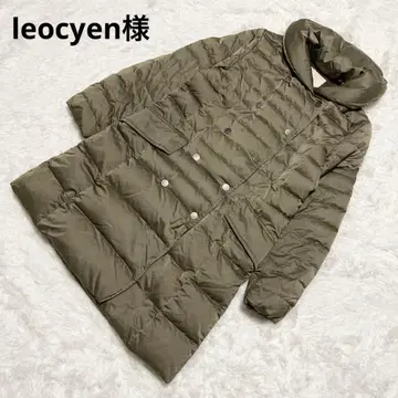 자유구 새틴 타프타 다운 롱 기장 코트 A라인 카키 40