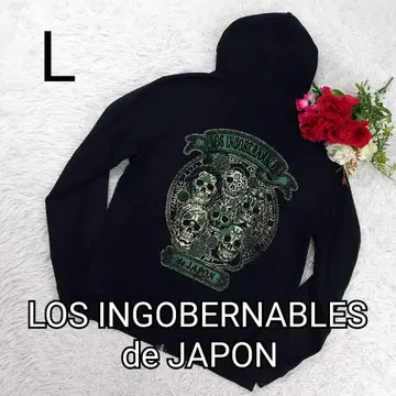 [레어] 로스 인고베르나블레스 데 하폰 후드티 L 양면 프린트 블랙