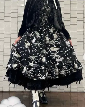 핑크하우스 SWAN LAKE 64,900엔 미디 기장 원피스 백조