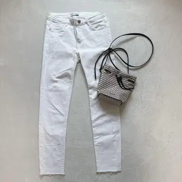 자라 ZARA 스키니 데님 화이트 데님 팬츠 캐주얼 EUR38
