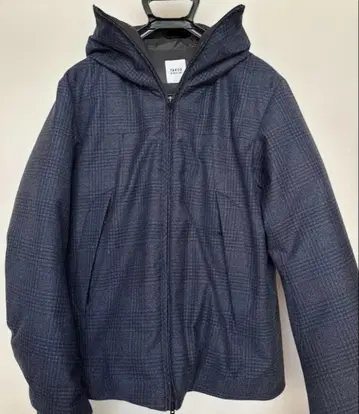 TAKEO KIKUCHI 다운 자켓 다크 네이비 체크 무늬