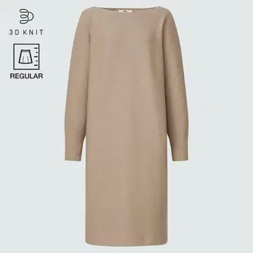 [ 새상품 ] 3D 니트 코튼 보트넥 원피스