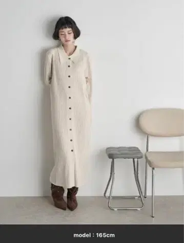 THE YOn 리브 맥시 길이 원피스 리브 니트 폴로